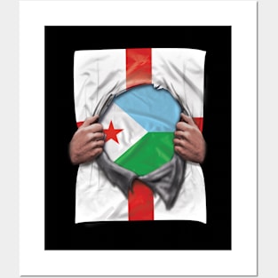 Djibouti Flag English Flag Ripped - Gift for Djiboutian From Djibouti Posters and Art